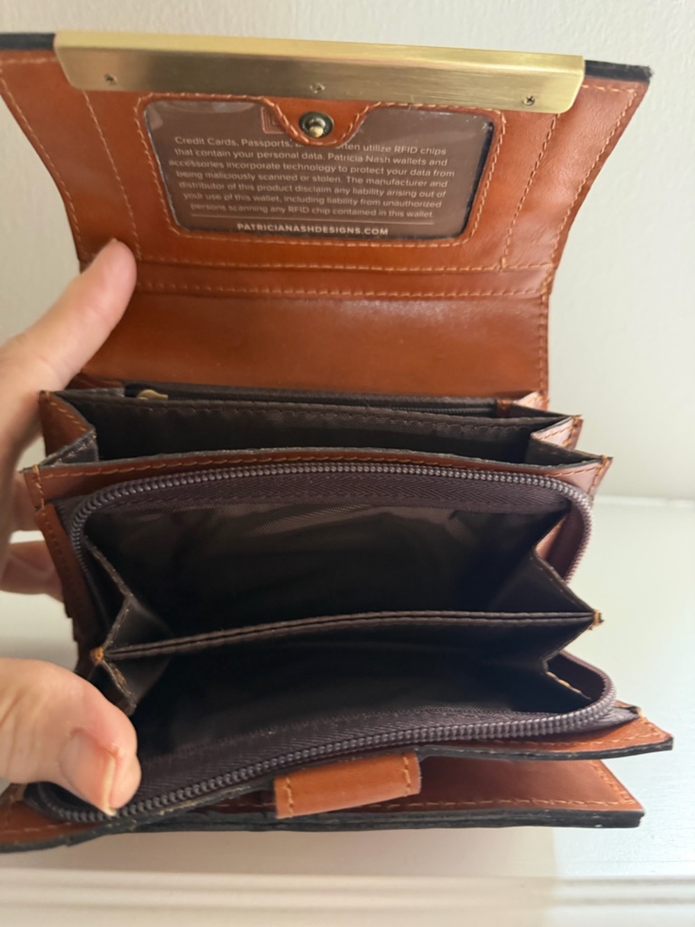Patricia Nash Cametti brown floral leather wallet. NWOT - Picture 3 of 5